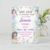 Mermaid zum Geburtstag Einladung unter Wasser (Stehend Vorderseite)