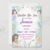 Mermaid zum Geburtstag Einladung unter Wasser (Vorderseite)