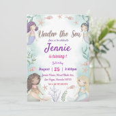 Mermaid zum Geburtstag Einladung unter Wasser (Stehend Vorderseite)