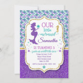 Mermaid zum Geburtstag Einladung zum Glitzer (Vorderseite)