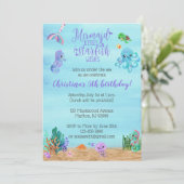 Mermaid zum Geburtstag Einladungen für Mädchen (Stehend Vorderseite)