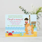 Mermaid zum Geburtstag Einladungen für Mädchen mit (Stehend Vorderseite)