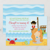 Mermaid zum Geburtstag Einladungen für Mädchen mit (Vorne/Hinten)