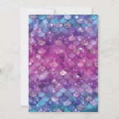Mermaid Zweiter Geburtstag Pink Blue Gold Glitzer Einladung (Rückseite)