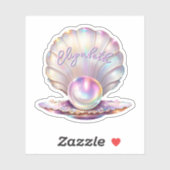 Mermaidcore Pastel Iridescent Pearl Clamshell Aufkleber (Blatt)