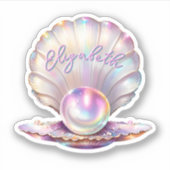 Mermaidcore Pastel Iridescent Pearl Clamshell Aufkleber (Vorderseite)