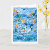 Mermaids 5th Birthday Card Karte (Gelbe Blume)