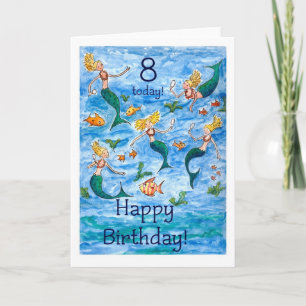 Mermaids 8th Birthday Card Karte