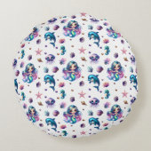 Mermaid's Adventure! Rundes Kissen (Rückseite)