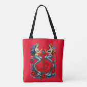 Mermaids Anchor Floral Red Blue Tasche (Rückseite)