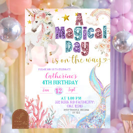 Mermaids and Unicorns Magical Birthday invitation Einladung
