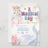 Mermaids and Unicorns Magical Birthday invitation Einladung (Vorderseite)