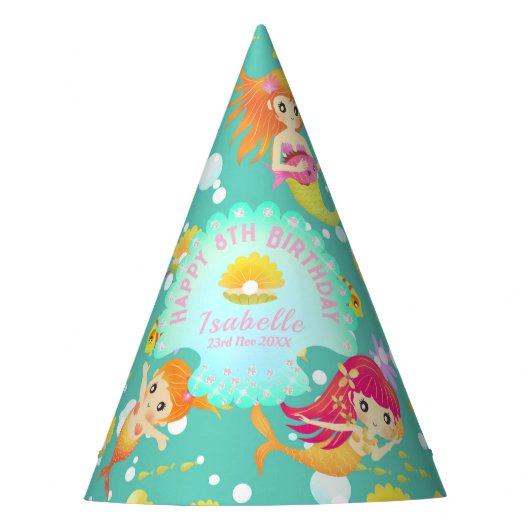 Mermaids Aquamarin Partyhütchen (Vorderseite)