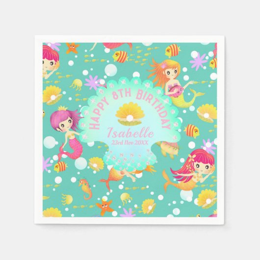 Mermaids Aquamarin Serviette (Vorderseite)