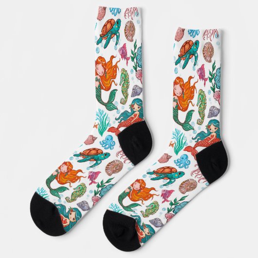 Mermaids aus niedlichem Cartoon Socken (Linkes Detail)