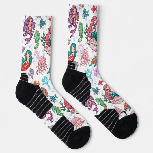 Mermaids aus niedlichem Cartoon Socken (Rechts)