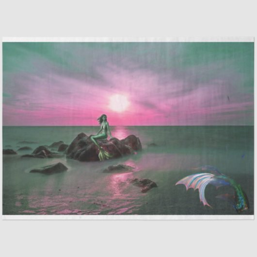Mermaids bei Sunset Decoupage Tissue Seidenpapier (Vorderseite)