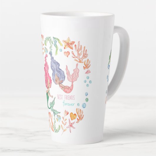 Mermaids Best Friends Forever BESTE FREUNDIN Perso Milchtasse (Rechte Ecke)