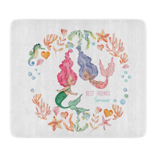 Mermaids Best Friends Forever BESTE FREUNDIN Perso Schneidebrett (Vorderseite)