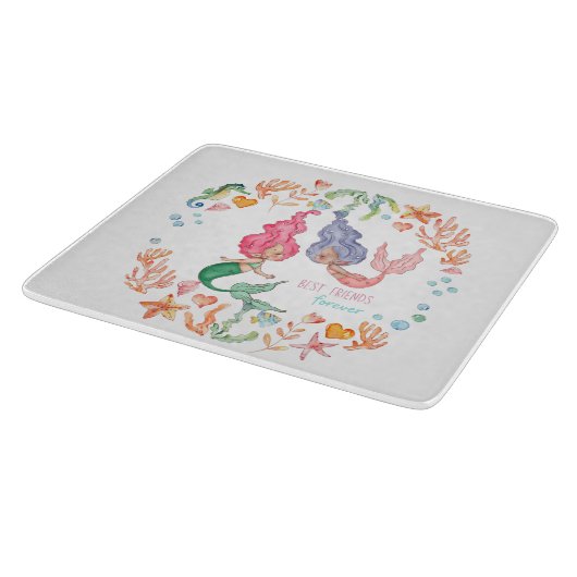 Mermaids Best Friends Forever BESTE FREUNDIN Perso Schneidebrett (Ecke)