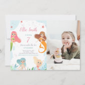 Mermaids Birthday Under the sea Invitations Foto Einladung (Vorderseite)