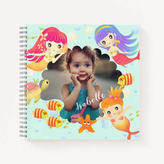 Mermaids Blue Foto Notizblock (Vorderseite)