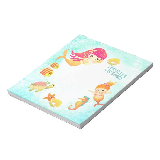 Mermaids Blue Notizblock (Rotiert)