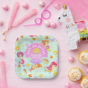 Mermaids Blue Pappteller