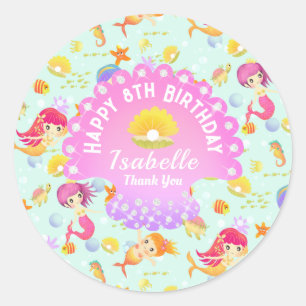 Mermaids Blue Runder Aufkleber