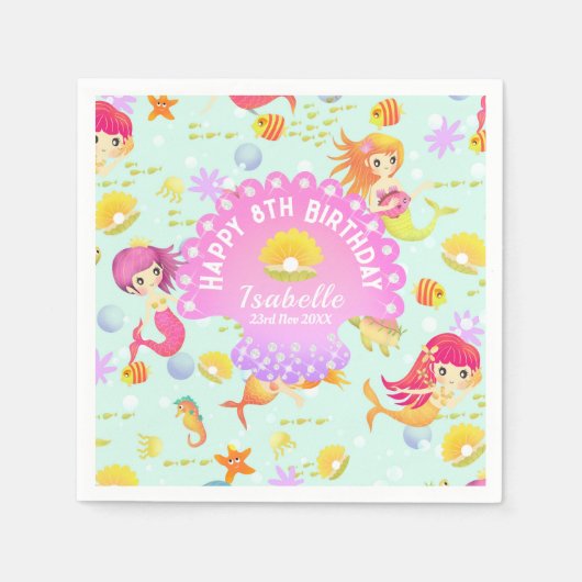 Mermaids Blue Serviette (Vorderseite)