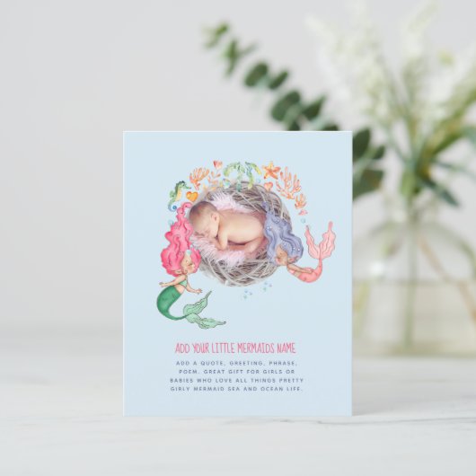 Mermaids BUDGET FOTO Einladung Ankündigung (Stehend Vorderseite)