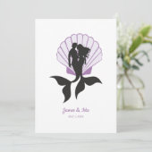 Mermaids Couple in Lillac Design Einladung (Stehend Vorderseite)