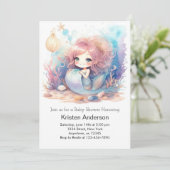 Mermaid's Deep Blue Sea Baby Shower Einladung (Stehend Vorderseite)