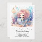 Mermaid's Deep Blue Sea Baby Shower Einladung (Vorne/Hinten)