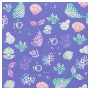 Mermaids Dream on Blue Stoff