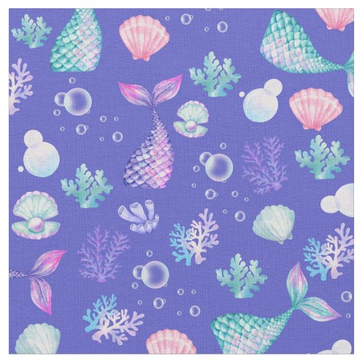 Mermaids Dream on Blue Stoff (Nahaufnahme)