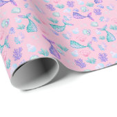 Mermaids Dream on Light Pink Geschenkpapier (Rolleneckpunkt)