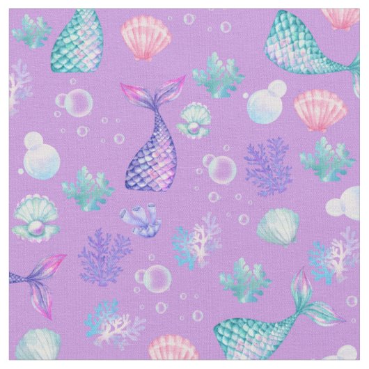 Mermaids Dream on Lila Stoff (Nahaufnahme)