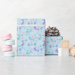 Mermaids Dream on Pastel Blue Geschenkpapier