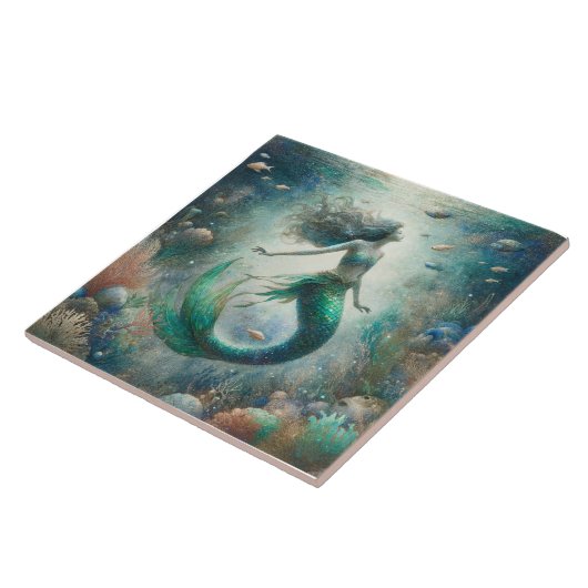 Mermaid's Ethereal Ocean Dance - Dekorative Tile Fliese (Seite)