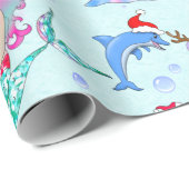 Mermaids feiern Weihnachten mit Freunden Geschenkpapier (Rolleneckpunkt)