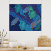 Mermaids & Fisch, surreale Fantasiekunst, Unterwas Poster (Küche)