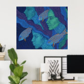 Mermaids & Fisch, surreale Fantasiekunst, Unterwas Poster (Heimbüro)