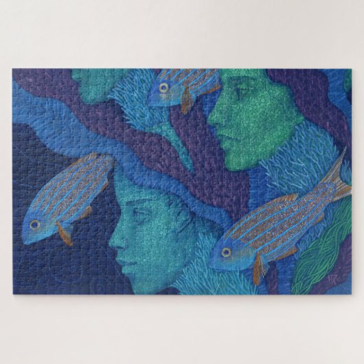 Mermaids & Fisch, surreale Fantasiekunst, Unterwas Puzzle (Horizontal)