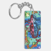 Mermaids Fischen Abstrakte Originalmalerei Schlüsselanhänger (Vorderseite links)