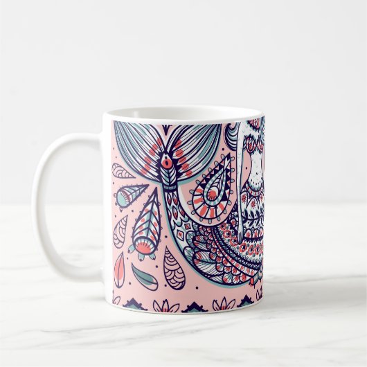 Mermaids Folk Elements Vintag nahtlos Kaffeetasse (Links)