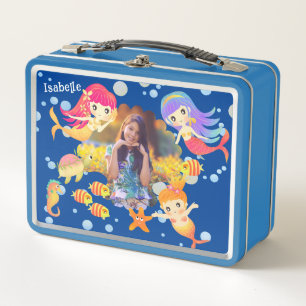 Mermaids Foto Blue Metall Brotdose