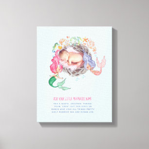 Mermaids FOTO New Baby Wall Art Keepake Leinwanddruck