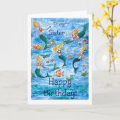 Mermaids Geburtstagskarte für eine Schwester Karte (Gelbe Blume)