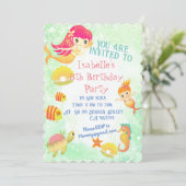 Mermaids Green Invitation Card Feiertagskarte (Stehend Vorderseite)